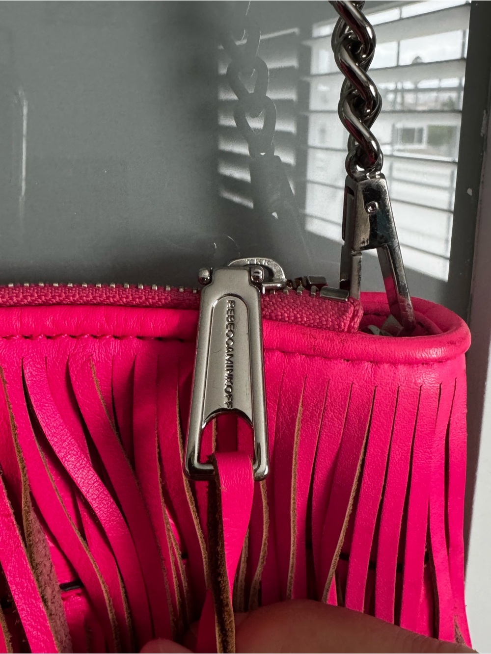 Rebecca Minkoff Hot Pink and Brown Fringe Shoulder Bag - Picture 3 of 4